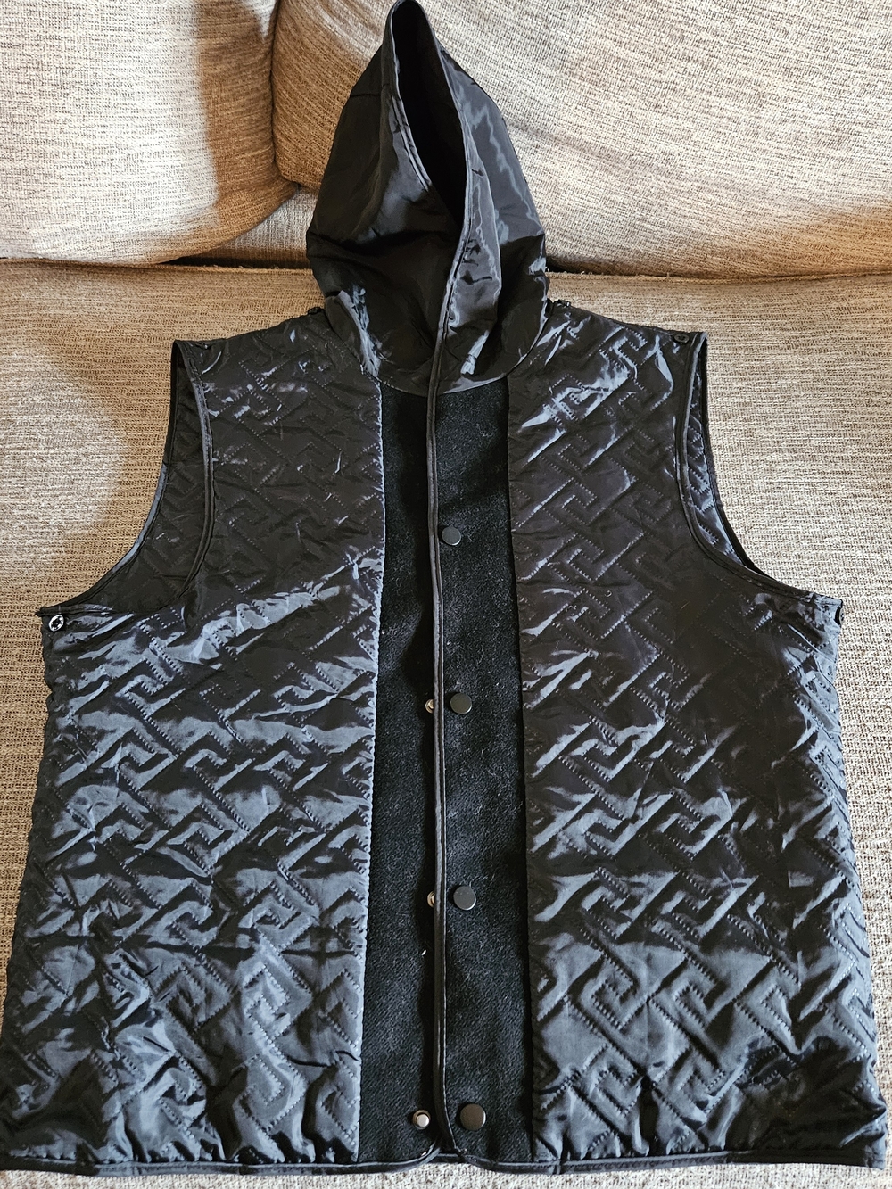 Men's Black Wool Blend Overcoat - Picture 3 of 6